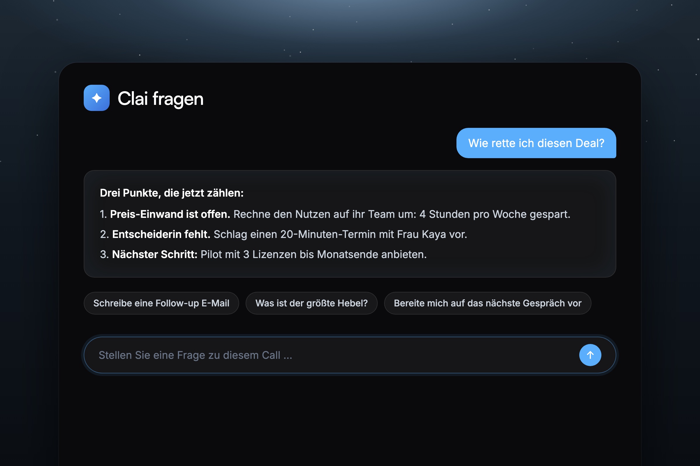 Clai: dein KI-Assistent vor, während und nach jedem Call